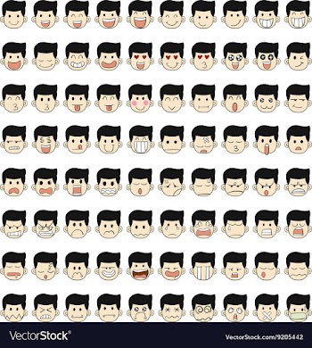 Set of 80 face emotions vector image