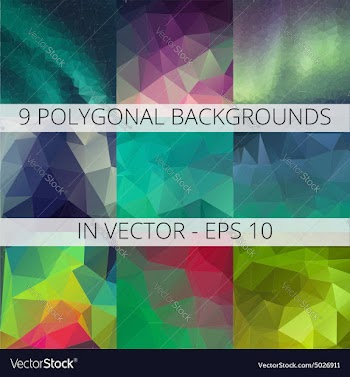 Set of 9 abstract triangle polygonal backgrounds vector image