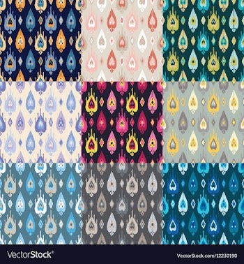 Set of 9 ethnic boho seamless pattern vector image