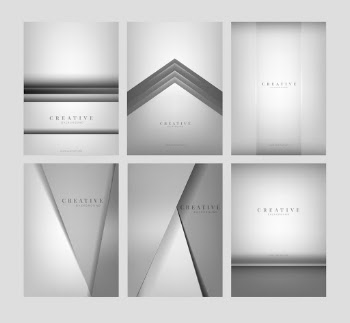 Set of abstract creative background designs in light gray