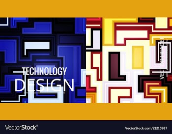 Set of abstract geometric seamless color vector image