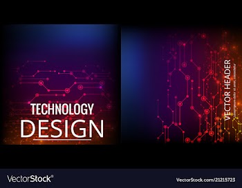 Set of abstract technology web banner vector image