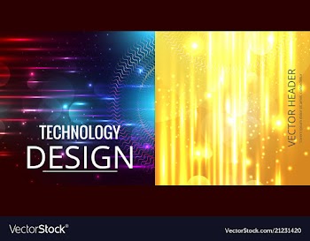 Set of abstract technology web banner vector image