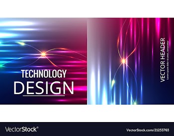 Set of abstract technology web banner vector image