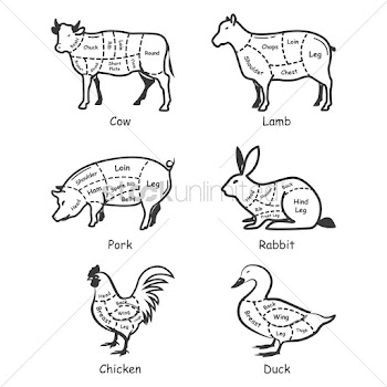 Set of animal cuts