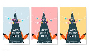 Set of animal themed greeting card vector | Free stock vector - 518588