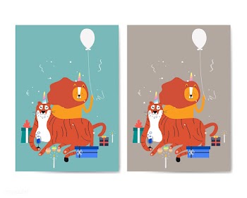 Set of animal themed invitation card vector | Free stock vector - 518608