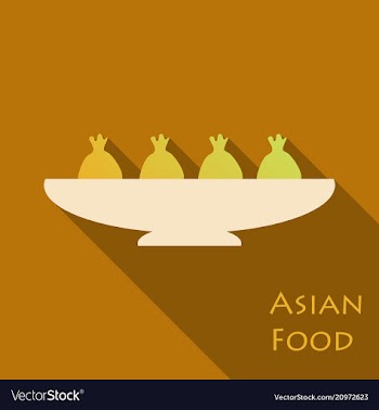 Set of asian food bibimbap gedza ramen and sushi vector image