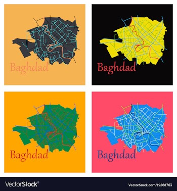 Set of baghdad city map - iraq flat isolated on vector image