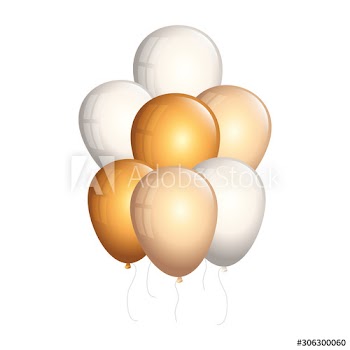 set of balloons helium golden and white design