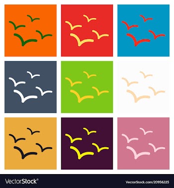 Set of beautiful seagulls in a flat style vector image
