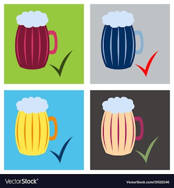 Set of beer in glass cup refreshing drink with vector image
