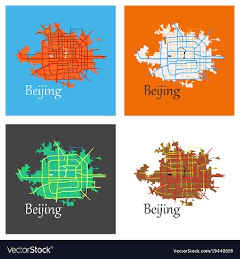 Set of beijing city map flat vector image