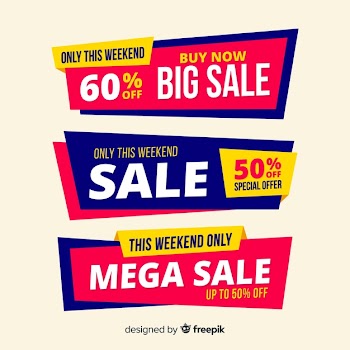 Set of big sales banner design, mega sale Free Vector