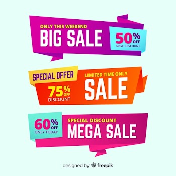 Set of big sales banner design, mega sale Free Vector