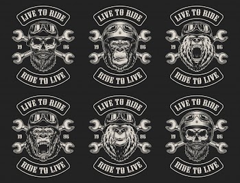 Set of biker emblems Free Vector