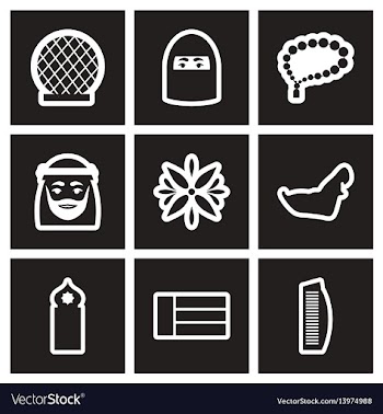 Set of black and white icons arab emirates vector image