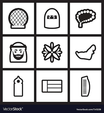 Set of black and white icons Arab Emirates vector image