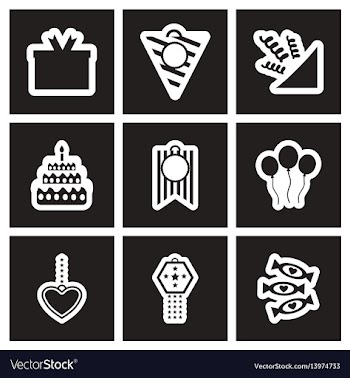 Set of black and white icons celebration vector image
