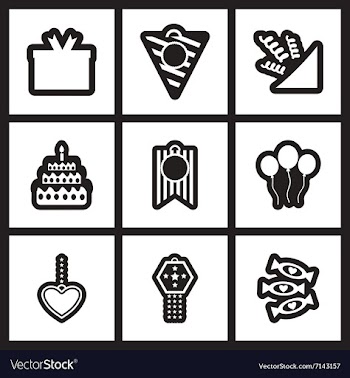 Set of black and white icons celebration vector image