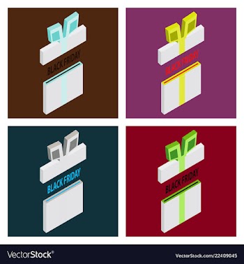 Set of black friday sale background gift icon vector image