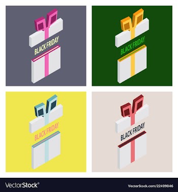 Set of black friday sale background gift icon vector image