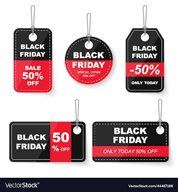 set of black friday sale tags stikers and labels