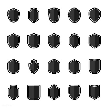 Set of black shield icon vectors | Free stock vector - 543177