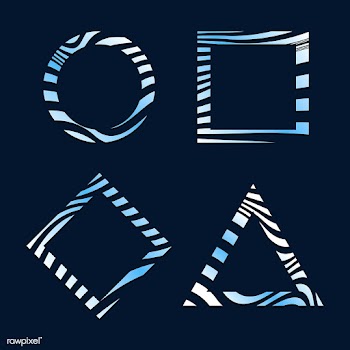Set of blue abstract badge template vectors | Free stock vector - 538081