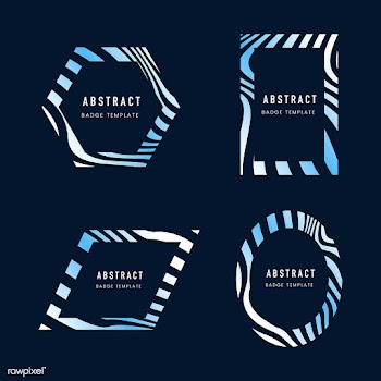 Set of blue abstract badge template vectors | Free stock vector - 538087