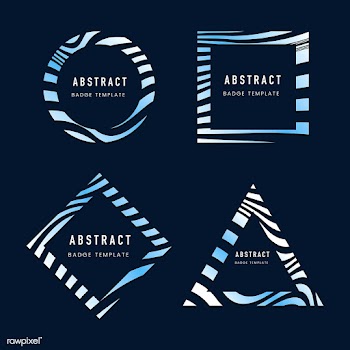 Set of blue abstract badge template vectors | Free stock vector - 538110