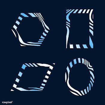 Set of blue abstract badge template vectors | Free stock vector - 538149