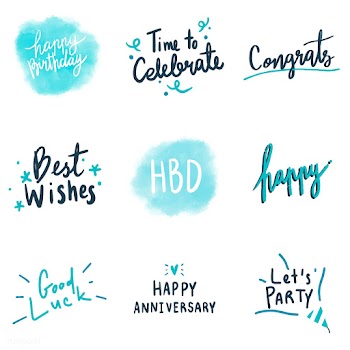 Set of blue celebratory typography vectors | Free stock vector - 472656