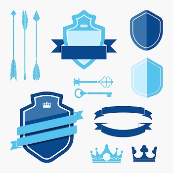 Set of blue label ornament vectors | Free stock vector - 543111