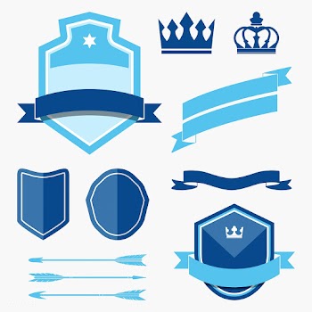 Set of blue label ornament vectors | Free stock vector - 543131