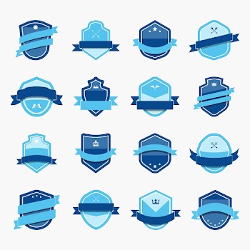 Set of blue shield icon embellished with bann.. | Free stock vector - 543046