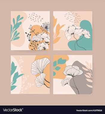 set of botanical abstract trendy backgrounds