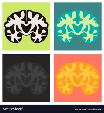 Set of brain in flat monochrome color on white vector image