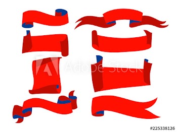 Set of bright red christmas empty ribbon