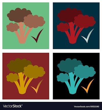 Set of broccoli flat isolated on background vector image