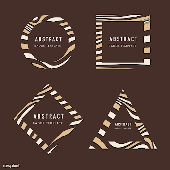 Set of brown abstract badge template vectors | Free stock vector - 538071