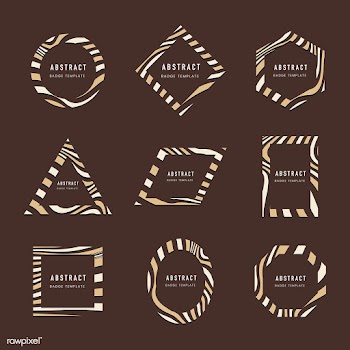 Set of brown abstract badge template vectors | Free stock vector - 538166