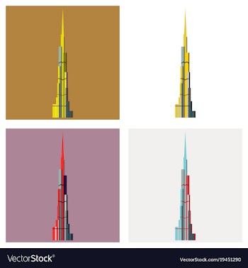 Set of burj khalifa tower icon uae dubai symbol vector image