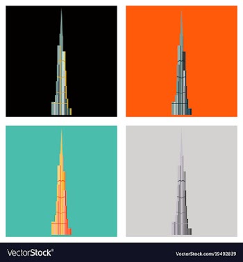 Set of burj khalifa tower icon uae dubai symbol vector image