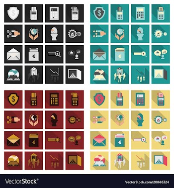 Set of business simple icons economic concept in vector image