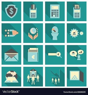 Set of business simple icons economic concept in vector image