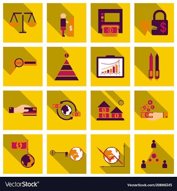 Set of business simple icons economic concept in vector image