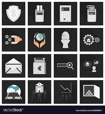 Set of business simple icons economic concept in vector image