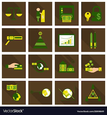 Set of business simple icons economic concept in vector image