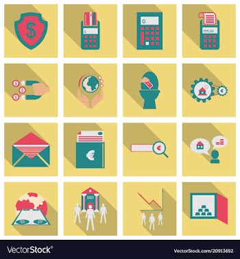Set of business simple icons economic concept in vector image